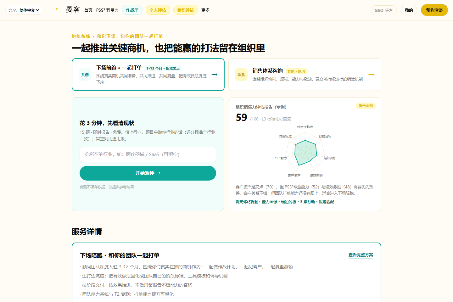 PSS⁵ 组织销售力评估报告界面